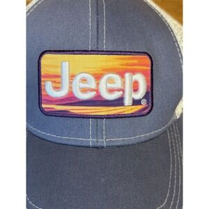 Womens JEEP Beach Sunset Trucker Hat Royal Blue JEDCo Mesh Adjust Snapback Cap